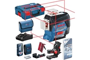 Bosch Professional 12V System Niveau Laser Lignes GLL 3-80 C (1 batterie 12V, laser rouge, pour l'intérieur, avec fonction App, cellule de réception LR 7, portée : jusqu’à 30 m, support, L-BOXX)