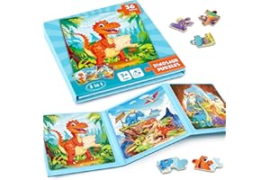 CUTTEEYFYRY Puzzle MagnéTicos De Dinosaurio para NiñOs,Rompecabezas para Viajar De 36 Piezas para NiñOs De 3 A 8 AñOs,Puzzle para Niño para Mejorar La Inteligencia,Actividades con En AvióN,CumpleañOs