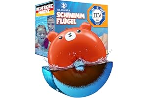 Kleinbär® Schwimmflügel mit Sicherheitsventil & PE-Schaumkern [TÜV geprüft] I Schwimmhilfe für Kleinkinder - 1 bis 3 Jahre, 11-17 Kg I Runde Schwimm Flügel im Bärchendesign I Schwimmärmel