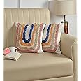 Furnistitchs Premium Decorative Throw Cushion Pillow Cover Boho Home Decor - Living Room Bedroom Couch Sofa Cushion Covers 16 inch x 16 inch (Rainbow, 2)