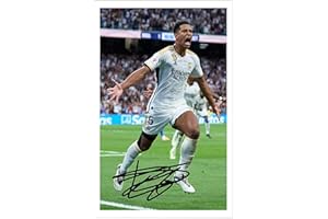 RJR PRINTS Fotodruck von Jude Bellingham – Real Madrid, signiert, 30,5 x 20,3 cm, vorgedrucktes Autogramm, Fußballgeschenk
