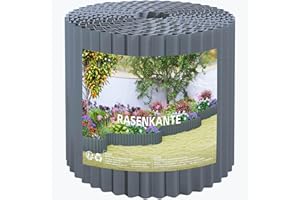LOFTPLUS Metall Rasenkante Beeteinfassung for Garten - 15CM Höhe Rasenkanten, DIY-Rasen, Landschaftsgestaltung Beetumrandung zur Rasen, Blumenbeet, Pflastersteineinfassung - 6M