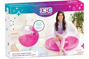 3C4G THREE CHEERS FOR GIRLS Three Cheers for Girls by Make It Real Pink Glitter Blow Up Chair - Comfortable & Portable - Gifts for Girls