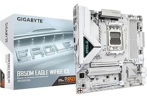 GIGABYTE B850M EAGLE WIFI6E ICE Scheda Madre – CPU AMD Ryzen serie 9000, VRM digitale a 8+2+2 fasi, fino a 8200 MHz DDR5 (OC), 1 x M.2 PCIe 5.0 + 1 x PCIe 4.0, Wi-Fi 6E, LAN 2.5 GbE, USB 3.2 Gen 2