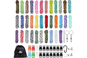 DENDAWEN MONOBIN 550 Paracord-Armband Kit – Typ III Survival Fallschirmschnur Combo Bastelset mit Schnalle, Karabiner und Schlüsselring zur Herstellung von Paracord-Armband, Hundehalsband, Lanyard