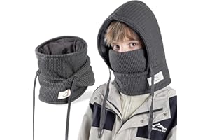 AYPOW Cagoule d'hiver Thermique pour Enfants 4-10Ans, Multifonction Coupe-Vent Masque de Ski, Bonnet Tricoté Doublure Polaire Chaude Casquette Cache-Cou Tour de Cou écharpe Garçons Filles Plein Air