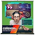 celexon Mobile Lite Chroma Key Green Screen, 150x 200cm - Professional studio scenery/background for video transmission, webcam meeting, online training - 100" inch