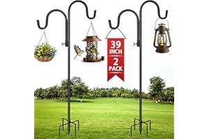 CEBOIC 2 szt. Zewnętrzny haczyk pasterski, 100 cm podwójny haczyk do pasterza ogrodowego, regulowany haczyk pasterski z 5 solidnymi podstawami, do karmników ptaków, wiszących roślin, latarni, dekoracji