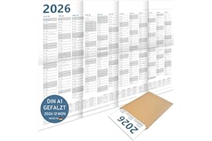 ‎PUK KRÄMMER GMBH PuK Krämmer GmbH XXL Wandkalender 2026 A1 GEFALZT | 12 Monate mit Ferien und Feiertage | gefaltet auf A4 | 84,1 x 59,4 cm DIN A1 quer Jahresplaner | Kalender 2026 groß, Jahreskalender, Wandplaner
