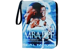 Oirigaga Fußball Karten Sammelalbum mit 4 Taschen 50 Hüllen und Reißverschluss Tragegriff für 400 Karten, Fussball Sammelkarten Album Ordner, 3-Ring Sport Karten Heft Mappe Sammelheft Sammelmappe