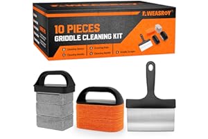 AWEASROY Easy to Remove Stain Griddle Cleaning Kit for Blackstone, Flat Top with Grill Stone, Scraper & Brush, Black