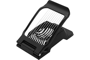THIMMAMMA Taglia-uova, taglio professionale, in acciaio inox, lavabile in lavastoviglie, utensile stabile in alluminio, per tagliare uova rotonde e ovali, colore: nero