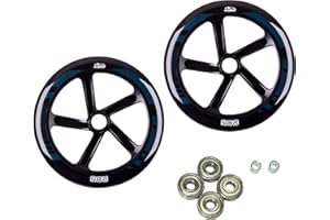 HUDORA Narrow Replacement Wheel Set - 2 PU cast replacement wheels for HUDORA BigWheel 205 Scooter - Fast & slim 205mm replacement wheels with ABEC 5 bearings