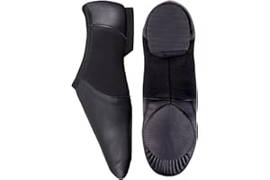 Silky Dance Split Sole Jazz Shoes AeroFlex - Genuine Leather Black & Tan Slip On Jazz Shoes, Kids and Adults Sizes