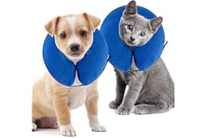 GNCLOUD Inflatable Dog & Cat Collar - Soft Recovery Collar, Prevent Biting & Scratching, BLUE-L