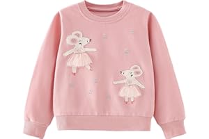 Pilipulu Sweat Enfant Fille Col Rond Sweatshirt Filles Licorne Lapin Pull Enfant Coton pour 2-8 Ans