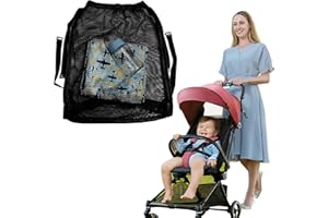 CAISYE Borsa in Rete per Passeggino, Borsa Portaoggetti Universale per Passeggini e Carrozzine, Ideale per Conservare Giocattoli, Pannolini e Accessori, Facile da Installare e Pulire
