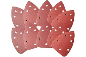 WOSO Sander Pads, 140 * 140 * 98mm 6-Hole 40 Mouse Detail Sander Triangle Sanding Papers Sandpaper Sanding Sheets Black and Decker Palm Sander (60 grits)