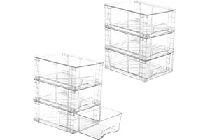Vtopmart Lot de 6 tiroirs de rangement empilables en acrylique transparent avec poignées, faciles à assembler pour réfrigérateur, salle de bain, cuisine, sous-évier, armoire, garde-manger