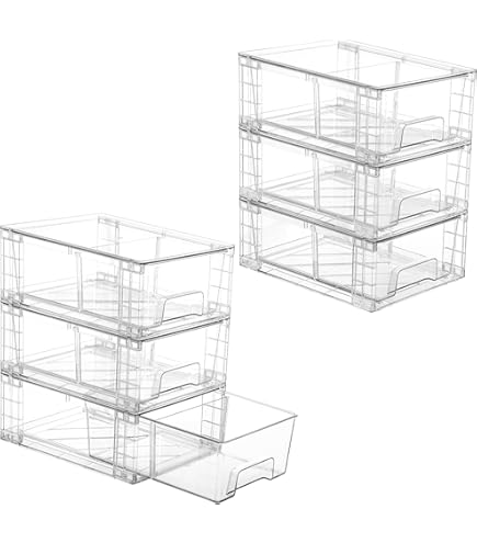 IRIS USA, 6 l Kunststof lade-organizers, set van 8 stapelbare units met schuiflades – ideaal voor kleding, slaapkamer, keuken, onder de gootsteen, voorraadkast, hobbyruimte, badkamer, studentenkamer