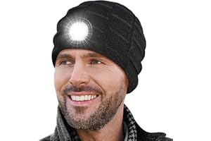 PASTACO Stocking Fillers for Men Women Adults - Beanie Hat with Light Gifts for Men Dad Grandad Boyfriend Him Cycling Camping Fishing Gifts for Men for Teenagers Advent Calendar Adults Black