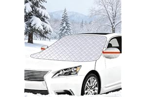 LEBOKJ Couverture Pare Brise Avant Voiture avec Crochets - Protection Anti-Gel pour Auto, SUV et Fourgonnette - Bloque Neige, Glace, Gel et Poussière - Installation Rapide (Blanc, 234x146 cm)