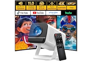 ‎LYNCAST 4K 1080P unterstützt Mini Beamer mit Android 11 OS Klein Projektor mit WiFi 6 Bluetooth 5.4, 270° Drehung Smart Portable Projector Kompatibel mit iOS/HDMI/USB/iPhone LYNCAST VisualCube 300