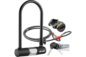 via velo Bike Lock for 2 Bikes with Cable Heavy Duty Hard Steel | 11" Bicycle U Lock Shackle with 2 Keys and Weatherproof Lock Set, Bike Lock for Road Bike Mountain Bike Electric Bike Folding Bike