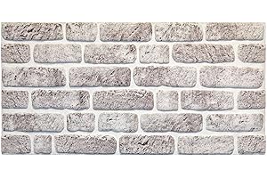 IZODEKOR Revestimiento de pared 3D de poliestireno, aspecto de piedra, para salpicadero de cocina, baño, balcón, dormitorio, salón y terraza, color blanco y gris