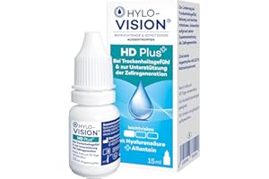 Hylo-Vision HD Plus Eye Drops - Moisturising & Protection for Dry and Irritated Eyes, Supports Cell Recovery, Light Viscous, Suitable for Contact Lenses, 15 ml