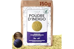 VIRHEA Poudre d’Indigo Naturelle 150g pour Cheveux et Textiles – Coloration Végétale Bio Indigofera Tinctoria – Teinture Capillaire et Tissu