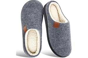 SROTRAS Zapatillas Casa Hombre Cómodas Pantuflas Hombre Invierno Antideslizante Zapatillas de Fieltro