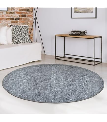 Highdi Tappeto Rotondo Salotto, Morbido Moderno Tappetini Stile Classico Antiscivolo Tappeto Per Bambini Cameretta Cucina Casa Zona Balcone Tappet Tavolino (40cm,Grigio Scuro