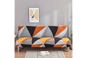 Mingfuxin Armless Sofa Bed Cover, Spandex Stretch Futon Slipcover Protector, Non-Slip Elastic Folding Couch Sofa Shield Fits for 2-3 Seater Folding Sofa Bed without Armrests(Printed # 3263)