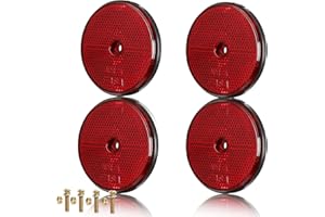 AGRISHOP 4x Reflectors,Screw on Reflectors for Gate Post Reflectors Fence,Cat’s Eye, Caravan Reflectors,Ø71mm Red Reflectors for Vehicles Trailer (Screw On/Round/Red)