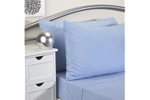 Tiacare Bed Linen - Fire Retardant to BS EN 7175 (Blue, Pillow Case 2 pack)