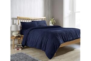 COSYSLEEP Teddy Bear Fur Sherpa Fleece Duvet Cover & Pillowcase/s Bedding Bed Linen Set By CosyWinks® King, Navy