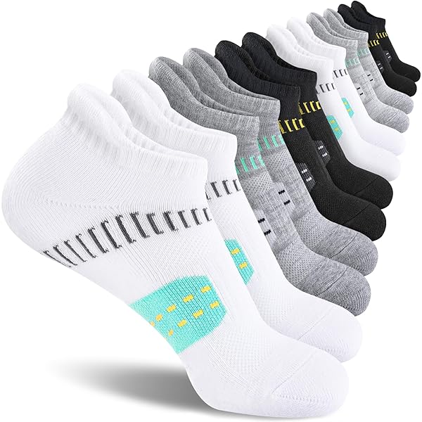 YouShow 10 paar sneakersokken dames heren sportsokken korte ademende enkelsokken loopsokken katoenen sokken halve sokken, zwart x 4 wit x 3 grijs x 3, 43-46 EU