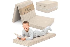Vikbar Madrass 65x195 cm tredelad för Barn och Gäster futon | Avtagbart överdrag fast skum tredelad golv futon läshörna platsbesparande förvaring madrass barn