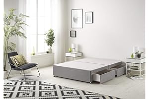 Bed Centre Tweed Gray Flexby Divan Bed Base - Headboard And Storage Drawer (Single, Small Double, Double, King and Super King Size (King, Divan Base with 4 Drawer With No Headboard)