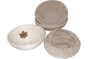 SZETOSY Goodchancecuk - Cestino per la lievitazione del pane, 3 pezzi, in rattan naturale, 25,4 cm, per impasto di pane, pizza e pasticceria