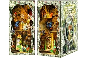 inaepeak DIY Book Nook Kit, 3D Puzzle Puppenhaus Holz Haus, Puppenhäuser Miniatur Haus Kit mit LED Licht, DIY Miniaturhaus Bausatz für Erwachsene, Bücherregal Deko Bastelset Geschenken (Forest World)