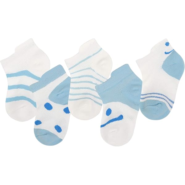 Confezione Da 5 Paia Di Calzini Unisex In Cotone Per Neonati E Bambini, Taglie XS-S-M, Traspiranti E Morbidi