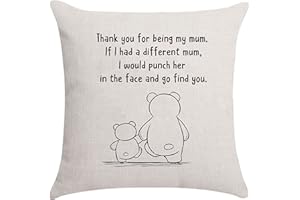 Aocaso Mum Cushion Cover Throw Pillow - Mummy & Mom Gifts from Daughter & Son (Thank You for Being My Mum)