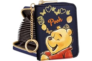 Koecya Credit Card Holder Wallet for Women - Teen Girls Cute Cartoon Leather Accordion Wallets for Kids Boys Female Multi Small RFID Card Holder Purse Aesthetic Cool Print Cartera Zipper,Weini