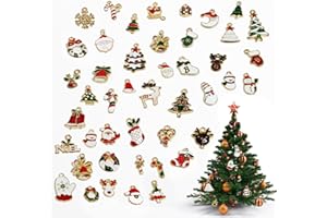 OMCGG 45Pcs Christmas Charms, Mini Christmas Tree Decorations Creative Xmas Hanging Pendants for DIY Making Bracelet Earrings Home Decorations