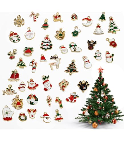 Set 6 Braccialetti Natalizi Elastici Con Perline E Ciondoli - Bijoux Tema Natale Per Donne E Ragazze - 2
