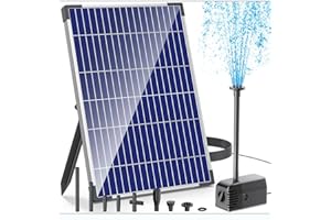 Biling Fontaine Solaire 12W, Pompe Solaire 605L/H avec Tuyau 6,5ft - Idéal pour Étang, Jardin, Cascade, Bassin, Fontaine DIY Énergie Solaire