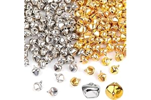 LONIMIA 200 Stück Glöckchen, Kleine Glöckchen, Glöckchen zum Basteln, Mini Klein Glöckchen, Kleine Glöckchen mit Öse, Deko Glöckchen für Schmuck Basteln, Weihnacht Fest Dekoration (Gold und Silber)