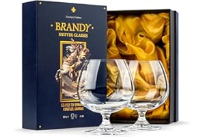 GLASSIQUE CADEAU Bicchieri grandi da 620 ml per brandy e cognac | Set di 2 | Ciotole giganti a stelo corto | Bicchieri da bere e degustare per Armagnac